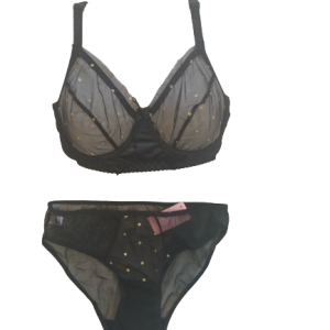 ست شورت و سوتین p510  خالدار طلائی فنردار