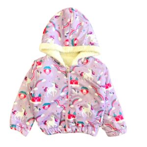 کاپشن طرح دار شمعی زیپی دخترانه